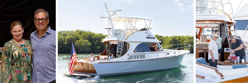 From left: Jill and Rudy Casasola at the Hinckley Owners Ocean Reef Rendezvous, Casa Mar cruising Ocean Reef waters, cocktails aboard Casa Mar photo copyright Hinckley Yachts taken at  and featuring the Power boat class