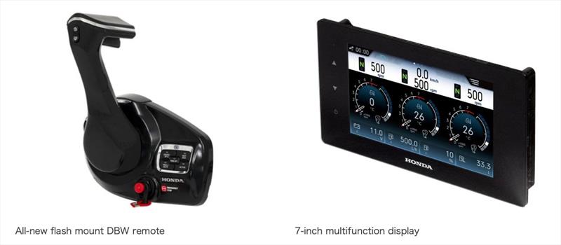 All-new flash mount DBW remote and 7-inch multifunction display - photo © Honda Marine