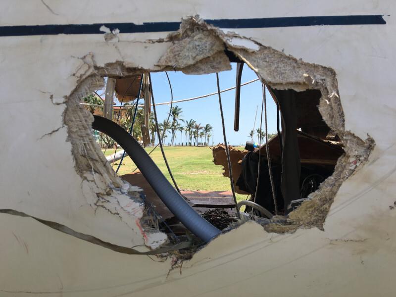 2017's Hurricane Irma caused severe damage to this sailboat