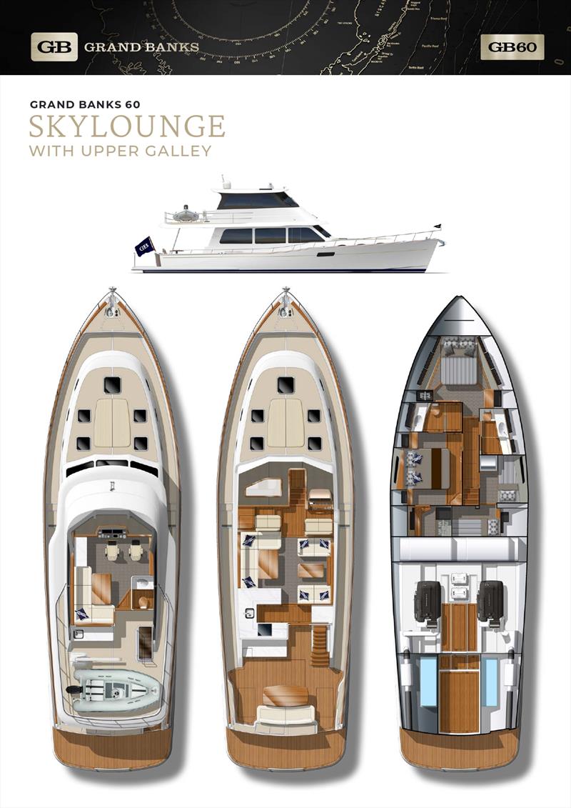 Grand Banks 60 Skylounge layout - photo © Grand Banks Yachts