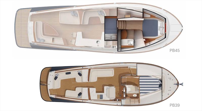 Picnic Boat 39 & Picnic Boat 45 - Interior Comparison photo copyright Hinckley Yachts taken at  and featuring the Power boat class