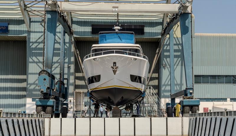 Nomad 70 hits the water photo copyright Nomad Yachts taken at  and featuring the Power boat class