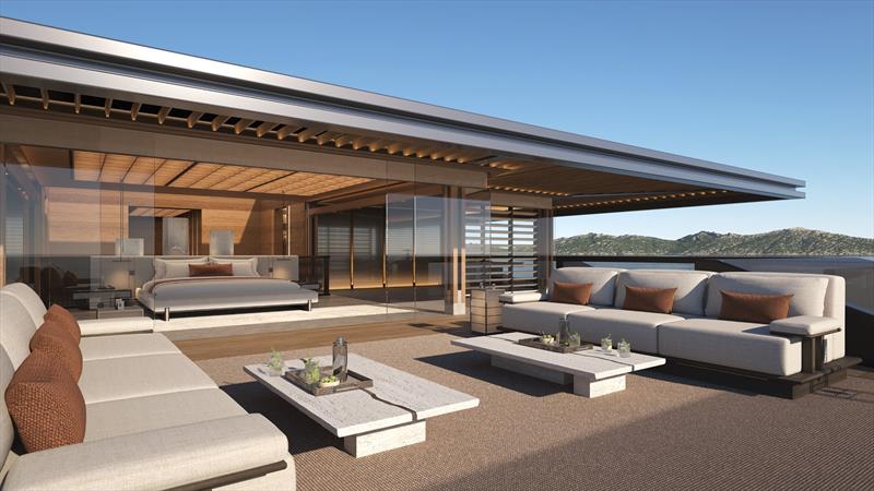 Sinot Fusion - 118m trimaran superyacht concept - Private deck - photo © Sinot Yacht Architecture & Design