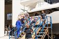 3000th Leopard and all the workers who built it put their handprints on the vessel ahead of her Christening