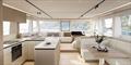 The bespoke interior of the first ILIAD 53F OffGrid Hybrid, created in collaboration with Baz Yacht Design