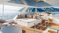 The bespoke interior of the first ILIAD 53F OffGrid Hybrid, created in collaboration with Baz Yacht Design