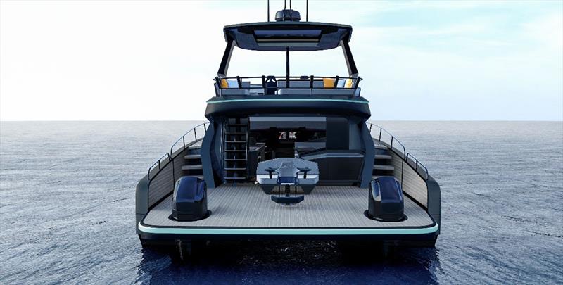Infiniti 60 Powercat - The Grand Tourer version with the flybridge, showing the arrangement for fishing photo copyright Infiniti Yachts taken at  and featuring the Power Cat class