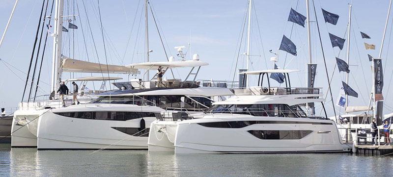Prestige at International Multihull Show photo copyright Prestige Yachts taken at  and featuring the Power Cat class