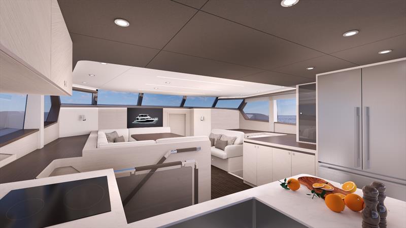 Aquila 50 Yacht  - Saloon view I photo copyright Aquila Power Catamarans taken at  and featuring the Power Cat class