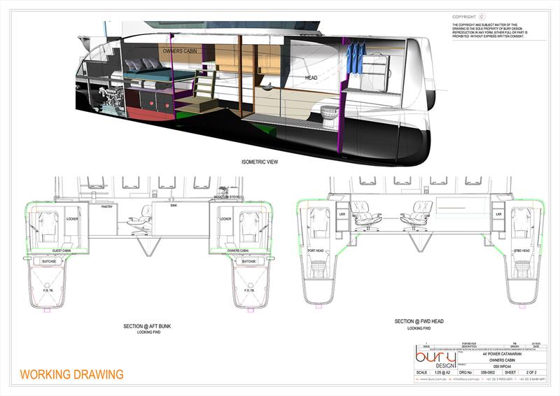 Starboard hull configuration of the Pacifica 44, remmbering they are mirrored.. - photo © Bury Design