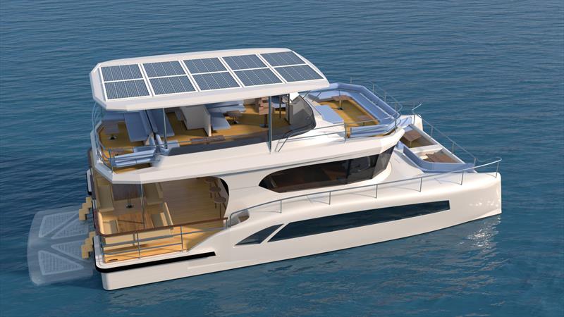 Resort version of the Pacifica 44 showing new flybridge treatment for additional passenger amenity - photo © Bury Design