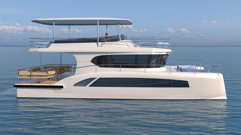 Resort version of the Pacifica 44 is identical to the others, up until the flybridge - photo © Bury Design