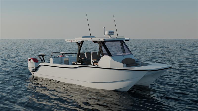 Invicta without Rods and outriggers Suzuki 350 Front Iso Profile photo copyright African Boating Conference taken at  and featuring the Power Cat class