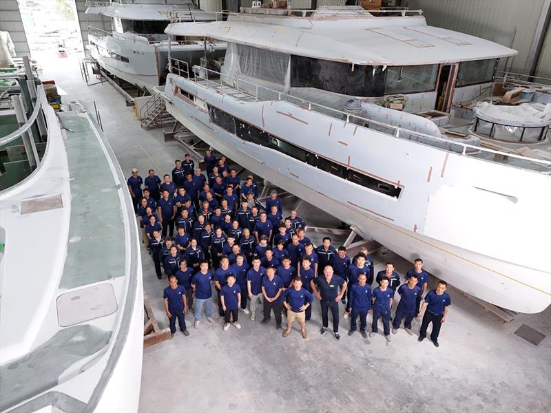 Part of the team at the GranOcean shipyard - photo © GranOcean