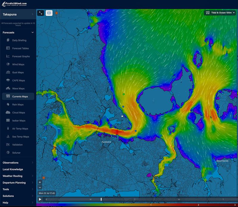 Peak flow - Waitemata Harbour - Hauraki Gulf - Predictwind current/tide forecast - July2024 - photo © Predictwind