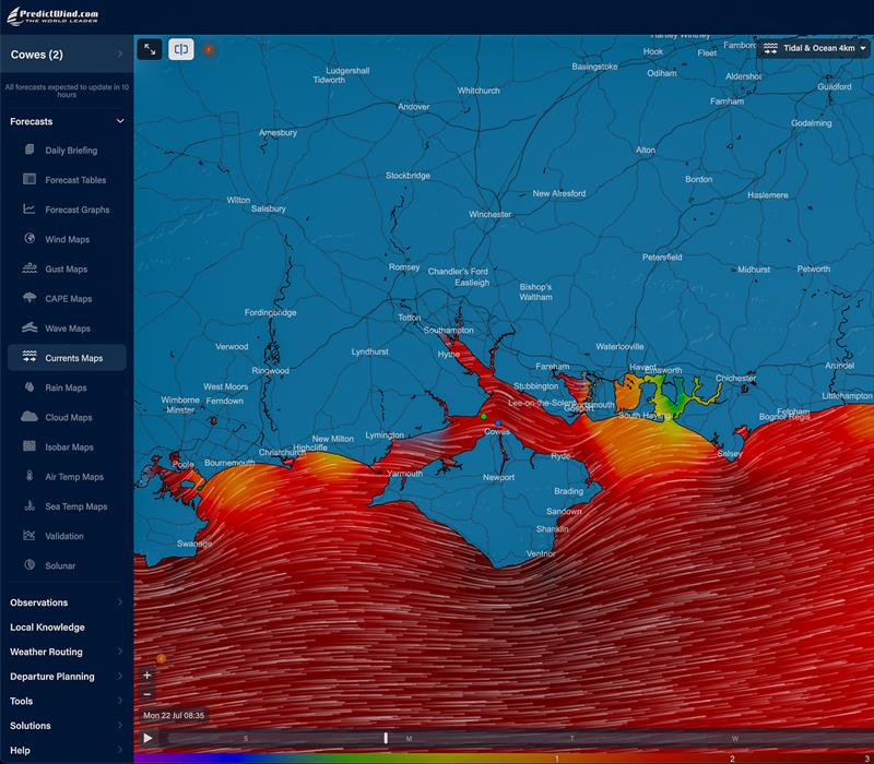 Peak flow - Isle of Wight - Solent - Predictwind current/tide forecast - July2024 - photo © Predictwind