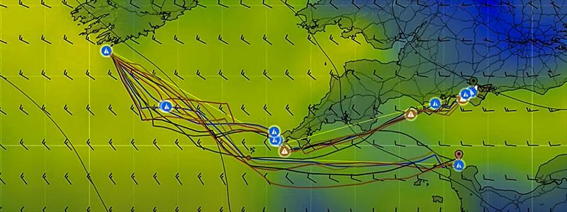 Projected courses (6) - Sunfast 3600 - Predictwind - Rolex Fastnet Race - July 25, 2025 - photo © Predictwind