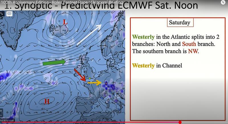 Weather Synopsis - Noon Saturday - Predictwind - Rolex Fastnet Race - July 25, 2025 - photo © Predictwind