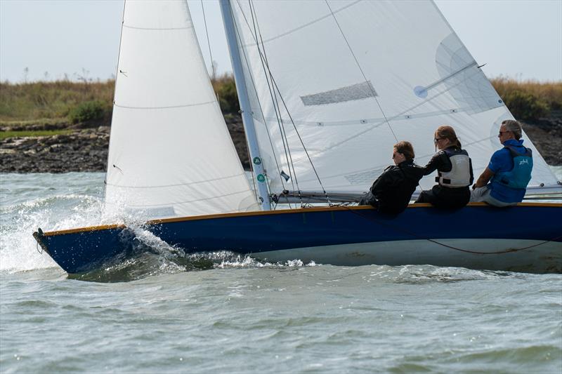 Nick Bacon's Corella won the race on the 7th day of Burnham Week 2024 photo copyright Petru Balau Sports Photography / sports.hub47.com taken at Royal Corinthian Yacht Club, Burnham and featuring the Royal Corinthian One Design class