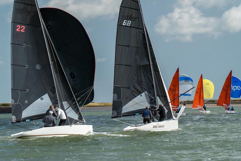 Serious Moonlight, Richard Bavin, Joey Thompson and Duncan Haley are leading the RS Elite fleet after the second day of Burnham Week 2024 photo copyright Petru Balau Sports Photography / sports.hub47.com taken at Royal Corinthian Yacht Club and featuring the RS Elite class