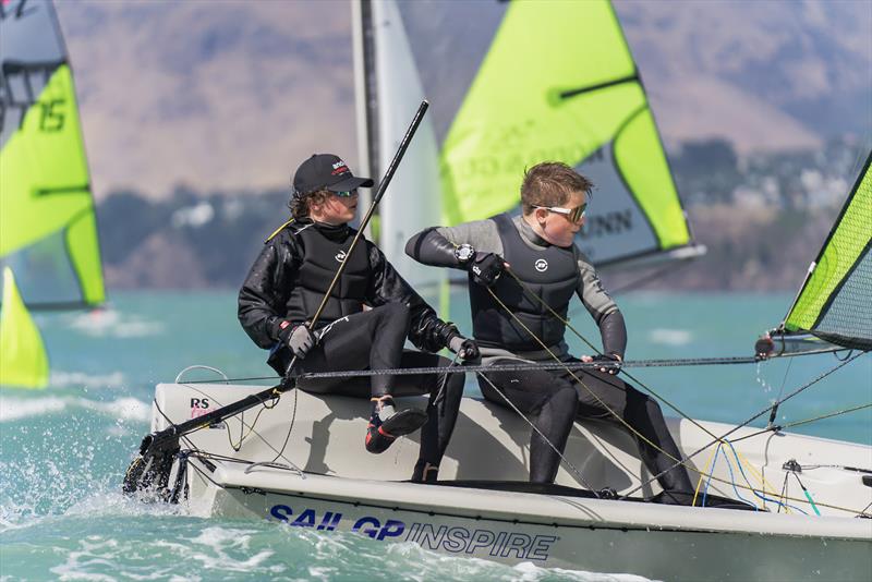 RS Fevas racing in the SailGP Inspire program - Lyttelton - March 22, 2024 photo copyright Justin Mitchell taken at Naval Point Club Lyttelton and featuring the RS Feva class