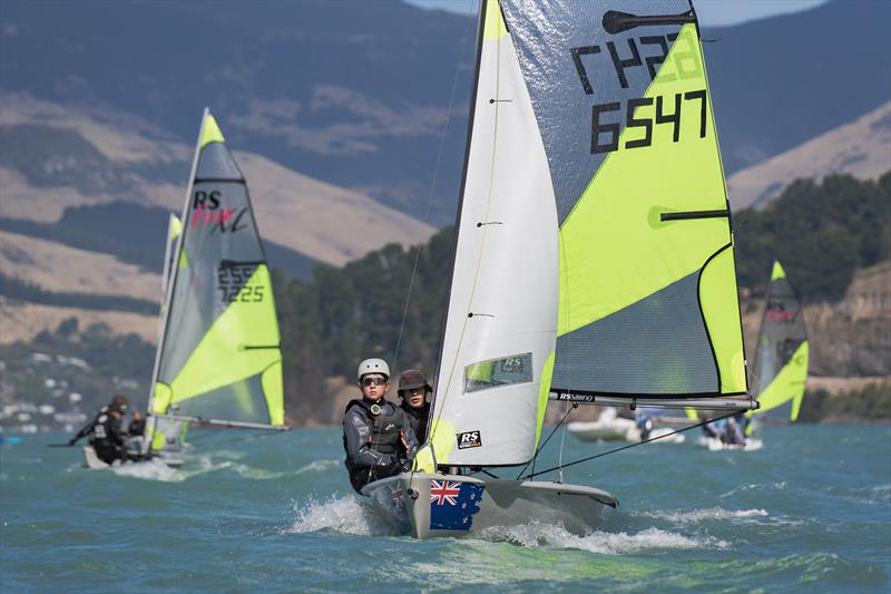 RS Fevas racing in the SailGP Inspire program - Lyttelton - March 22, 2024 photo copyright Justin Mitchell taken at Naval Point Club Lyttelton and featuring the RS Feva class