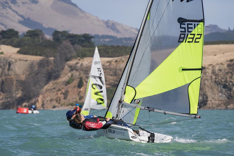 RS Fevas racing in the SailGP Inspire program - Lyttelton - March 22, 2024 photo copyright Justin Mitchell taken at Naval Point Club Lyttelton and featuring the RS Feva class