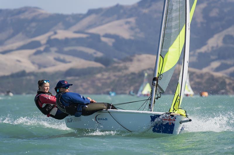 RS Fevas racing in the SailGP Inspire program - Lyttelton - March 22, 2024 photo copyright Justin Mitchell taken at Naval Point Club Lyttelton and featuring the RS Feva class