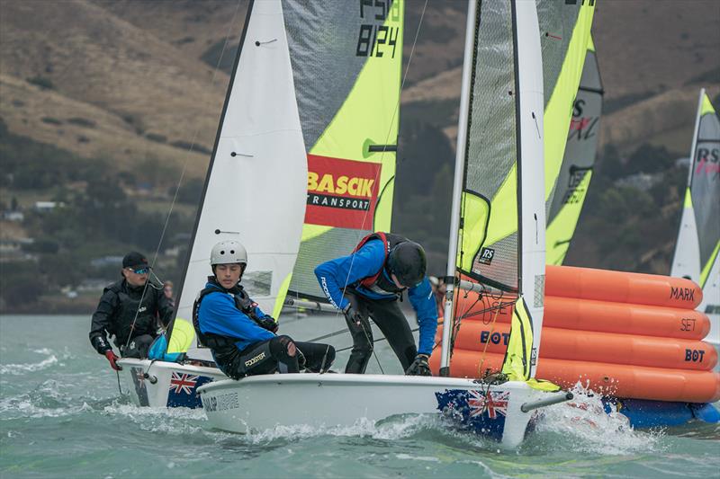 RS Fevas racing in the SailGP Inspire program - Lyttelton - March 23, 2024 photo copyright Justin Mitchell taken at Naval Point Club Lyttelton and featuring the RS Feva class