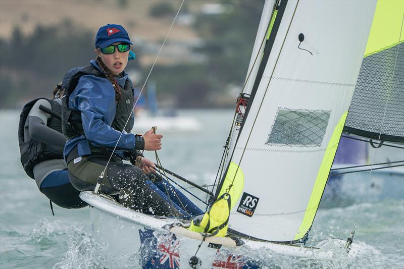 RS Fevas racing in the SailGP Inspire program - Lyttelton - March 23, 2024 photo copyright Justin Mitchell taken at Naval Point Club Lyttelton and featuring the RS Feva class