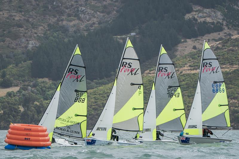 RS Fevas racing in the SailGP Inspire program - Lyttelton - March 23, 2024 photo copyright Justin Mitchell taken at Naval Point Club Lyttelton and featuring the RS Feva class