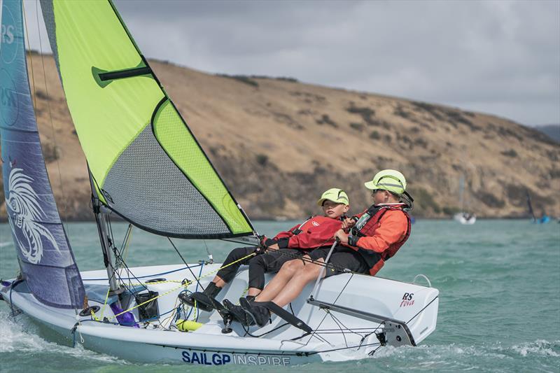 RS Fevas racing in the SailGP Inspire program - Lyttelton - March 23, 2024 photo copyright Justin Mitchell taken at Naval Point Club Lyttelton and featuring the RS Feva class