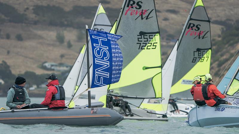 RS Fevas racing in the SailGP Inspire program - Lyttelton - March 23, 2024 photo copyright Justin Mitchell taken at Naval Point Club Lyttelton and featuring the RS Feva class