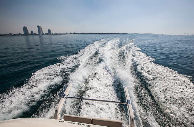 Despite her mass, the Aquila 44 can turn on a good amount of speed when required. ©  John Curnow