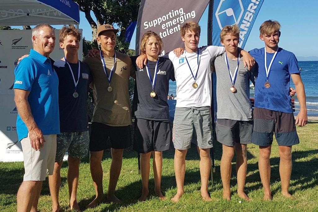 NZY David Abercrombie with winners of the 29er class. - Oceanbridge - photo © david Kayrouz