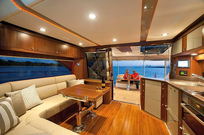 Main saloon is large, practical and comfortable - Belize 54 Daybridge &copy; Riviera . http://www.riviera.com.au