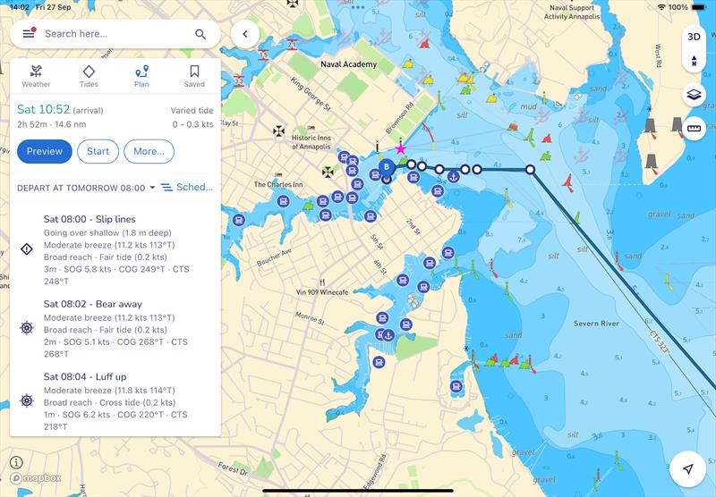 Harbour departure plan with times and directions - photo © savvy navvy