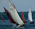 Close quarter sailing at the first mark during the Shrimper 19 Open Championship 2024 © Jeanette Ruberry