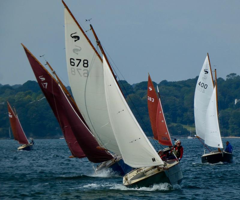 Close quarter sailing at the first mark during the Shrimper 19 Open Championship 2024 photo copyright Jeanette Ruberry taken at Mylor Yacht Club and featuring the Shrimper class