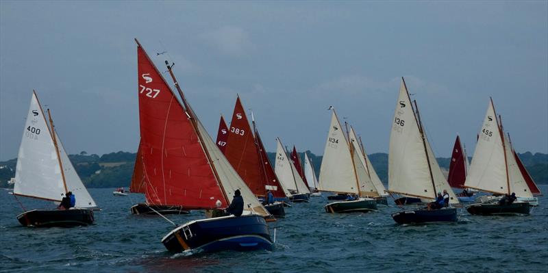 Racing fleet off the start line during the Shrimper 19 Open Championship 2024 photo copyright Jeanette Ruberry taken at Mylor Yacht Club and featuring the Shrimper class