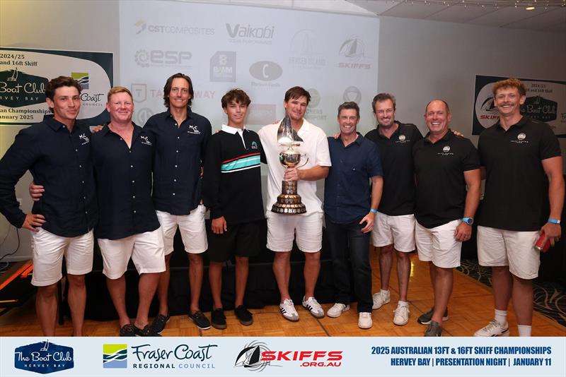 Podium - MCC - IMEI - IMAGINE - 2025 Australian 13ft and 16ft Skiff Championships photo copyright Promocean Media taken at Maryborough Sailing Club and featuring the 16ft Skiff class