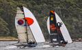 18ft Skiff NSW Championship Day 2 - Rag and Famish Hotel leads Yandoo downwind © SailMedia