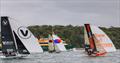 18ft Skiff NSW Championship Day 2 - Manly Ferry arrives at the wrong time for the leadersailMedia) © SailMedia