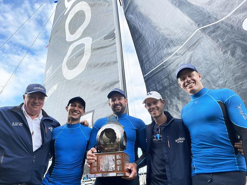 JJ Giltinan champion Andoo team with Iain Murray and John Winning Jr - 2021-22 League 18 Footer Season  photo copyright Frank Quealey taken at Australian 18 Footers League and featuring the 18ft Skiff class