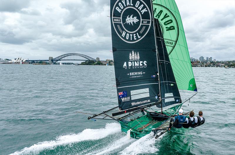 Series leader The Oak Double Bay-4 Pines during the Spring Championship photo copyright SailMedia taken at Australian 18 Footers League and featuring the 18ft Skiff class