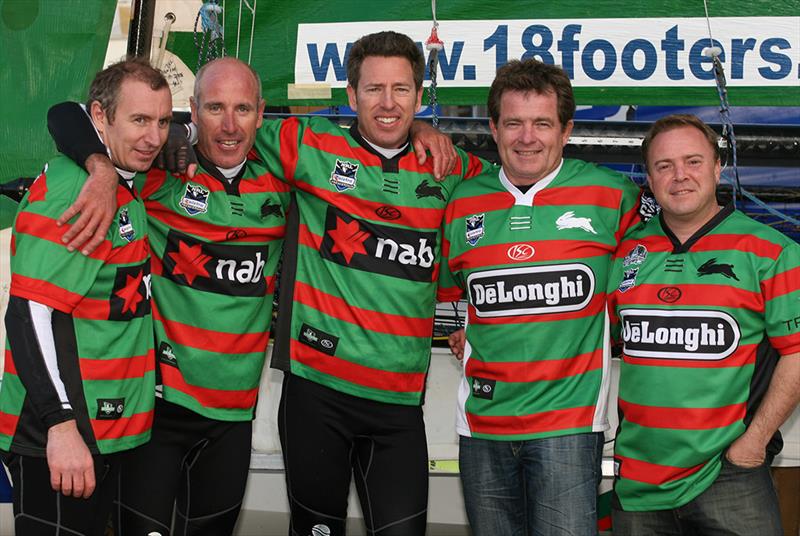 Simon (at left) with his crew and sponsor representatives Tom Mitchell and Gregg Lawrance - photo © Frank Quealey