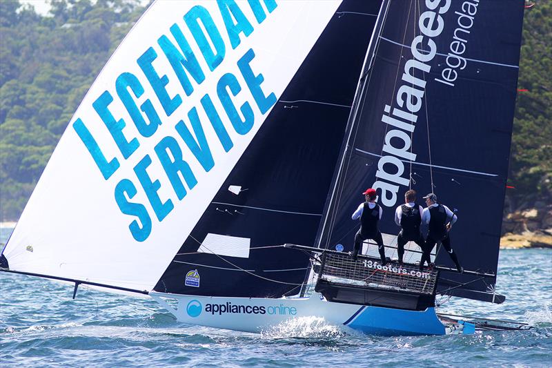 Simon drives Appliancesonline.com.au hard during the 2020-21 season photo copyright Frank Quealey taken at Australian 18 Footers League and featuring the 18ft Skiff class