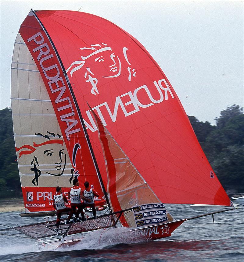 Rob Brown's GPS champion Prudential photo copyright Bob Ross taken at Australian 18 Footers League and featuring the 18ft Skiff class