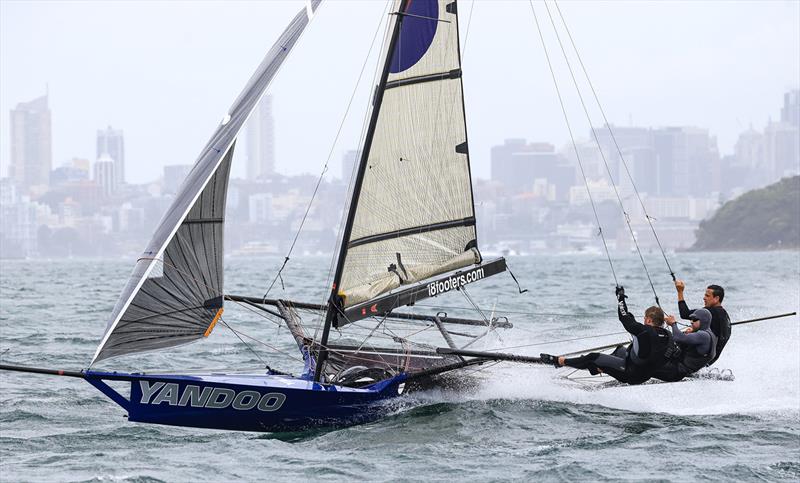 Yandoo's team work hard last Sunday - Sixt Spring Championship photo copyright SailMedia taken at Australian 18 Footers League and featuring the 18ft Skiff class