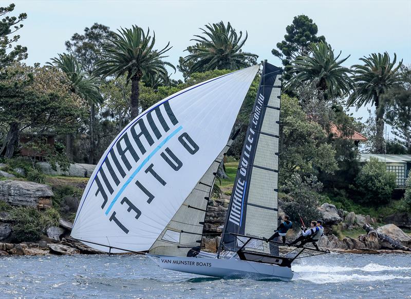 18ft Skiff Sixt Spring Championship Race 6 - Marine Outlet was spectacular under spinnaker before being forced to retire - photo © SailMedia